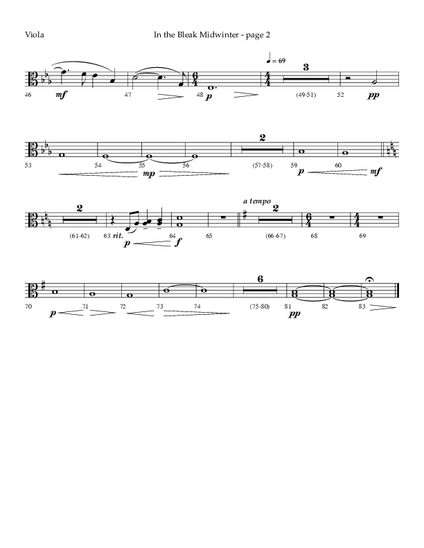 In The Bleak Midwinter (Choral Anthem SATB) Viola (Arr. Phillip Keveren / Lifeway Choral)