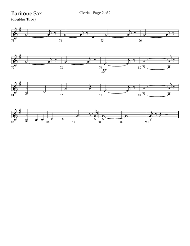 Gloria (Choral Anthem SATB) Bari Sax (Arr. Phil Nitz / Lifeway Choral)