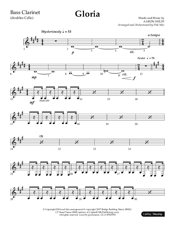 Gloria (Choral Anthem SATB) Bass Clarinet (Arr. Phil Nitz / Lifeway Choral)
