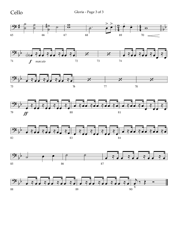Gloria (Choral Anthem SATB) Cello (Arr. Phil Nitz / Lifeway Choral)