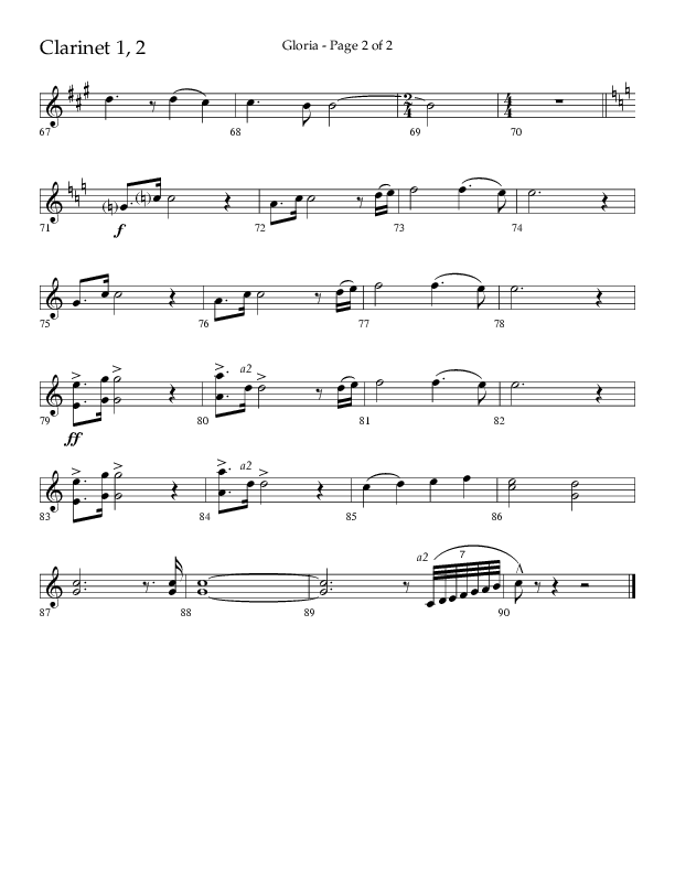 Gloria (Choral Anthem SATB) Clarinet 1/2 (Arr. Phil Nitz / Lifeway Choral)