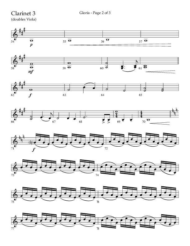 Gloria (Choral Anthem SATB) Clarinet 3 (Arr. Phil Nitz / Lifeway Choral)