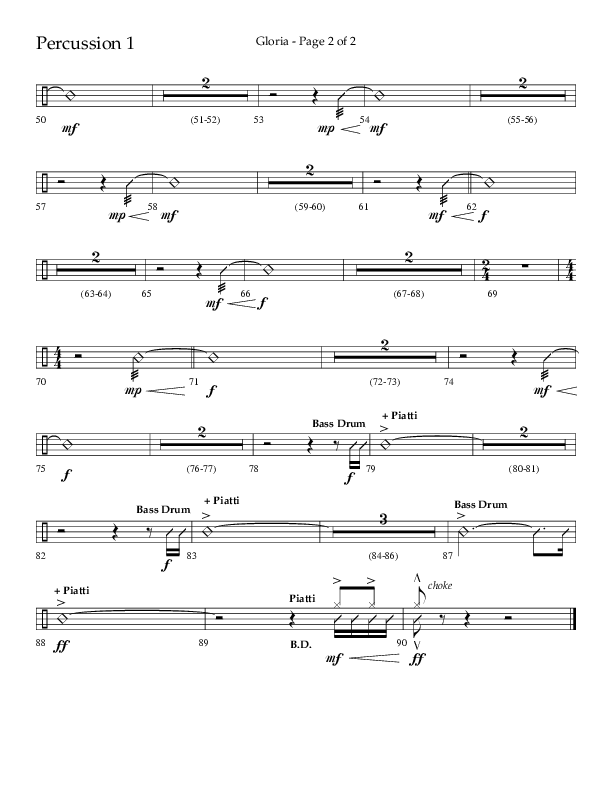 Gloria (Choral Anthem SATB) Percussion 1/2 (Arr. Phil Nitz / Lifeway Choral)