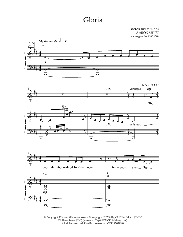 Gloria (Choral Anthem SATB) Anthem (SATB/Piano) (Arr. Phil Nitz / Lifeway Choral)