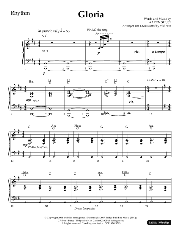 Gloria (Choral Anthem SATB) Lead Melody & Rhythm (Arr. Phil Nitz / Lifeway Choral)