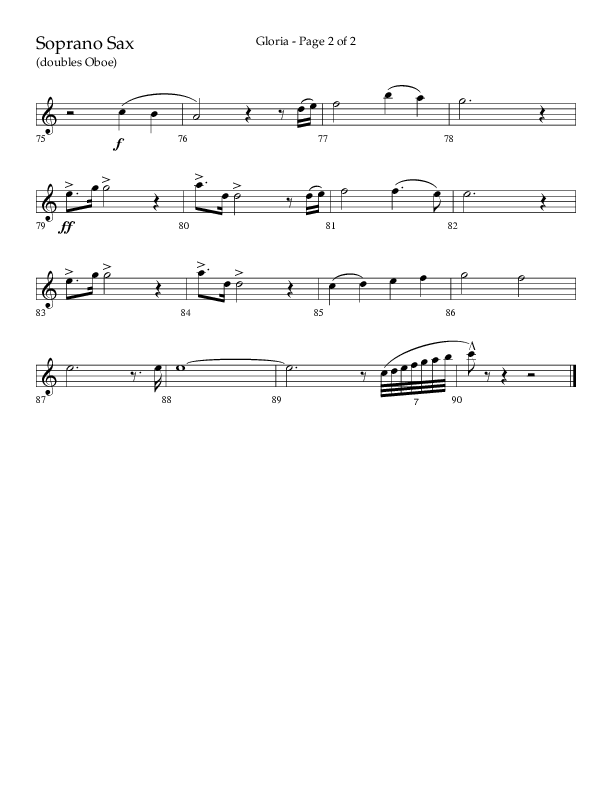 Gloria (Choral Anthem SATB) Soprano Sax (Arr. Phil Nitz / Lifeway Choral)