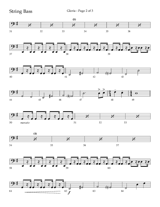 Gloria (Choral Anthem SATB) String Bass (Arr. Phil Nitz / Lifeway Choral)