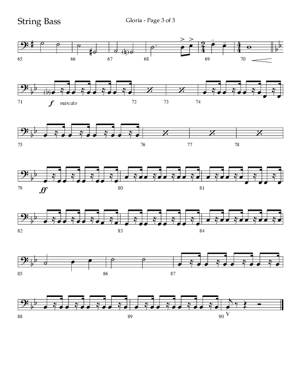 Gloria (Choral Anthem SATB) String Bass (Arr. Phil Nitz / Lifeway Choral)
