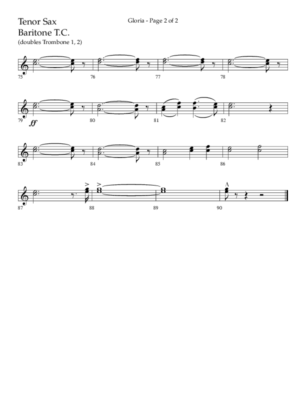 Gloria (Choral Anthem SATB) Tenor Sax/Baritone T.C. (Arr. Phil Nitz / Lifeway Choral)