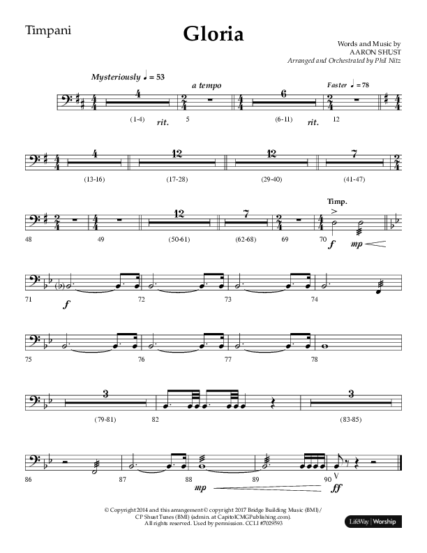 Gloria (Choral Anthem SATB) Timpani (Arr. Phil Nitz / Lifeway Choral)