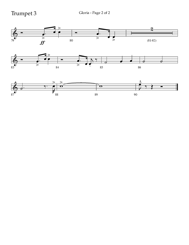 Gloria (Choral Anthem SATB) Trumpet 3 (Arr. Phil Nitz / Lifeway Choral)