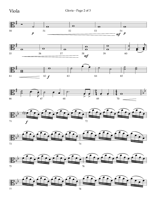Gloria (Choral Anthem SATB) Viola (Arr. Phil Nitz / Lifeway Choral)