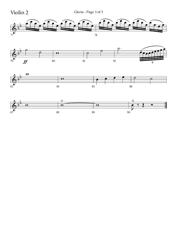 Gloria (Choral Anthem SATB) Violin 2 (Arr. Phil Nitz / Lifeway Choral)