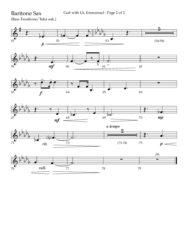 God With Us Emmanuel (Choral Anthem SATB) Bari Sax (Lifeway Choral / Arr. J. Daniel Smith)