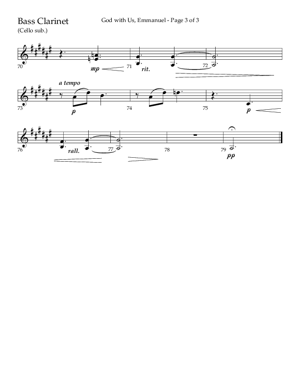 God With Us Emmanuel (Choral Anthem SATB) Bass Clarinet (Lifeway Choral / Arr. J. Daniel Smith)
