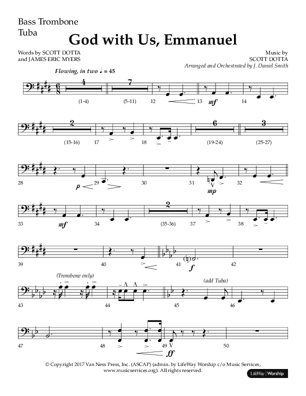 God With Us Emmanuel (Choral Anthem SATB) Bass Trombone, Tuba (Lifeway Choral / Arr. J. Daniel Smith)