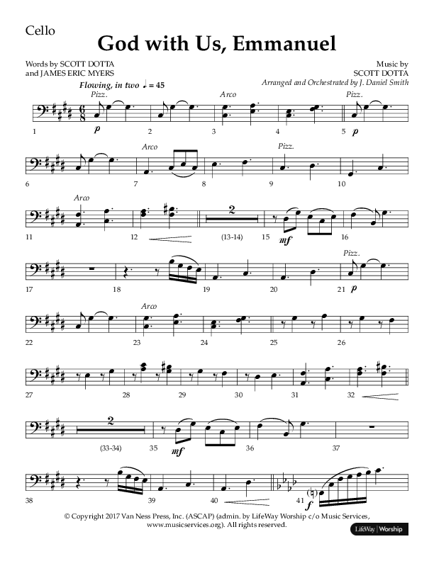 God With Us Emmanuel (Choral Anthem SATB) Cello (Lifeway Choral / Arr. J. Daniel Smith)