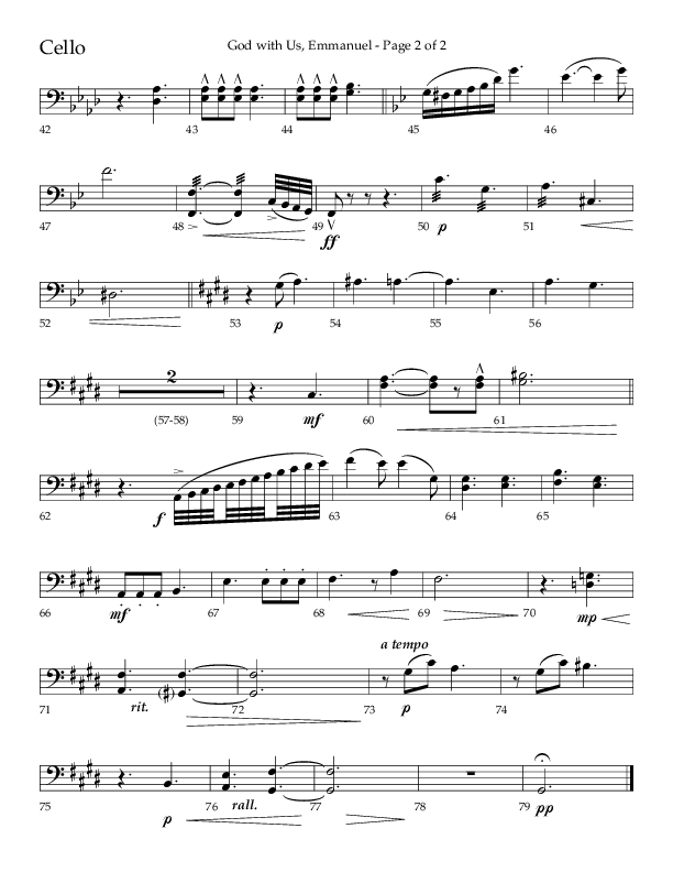 God With Us Emmanuel (Choral Anthem SATB) Cello (Lifeway Choral / Arr. J. Daniel Smith)