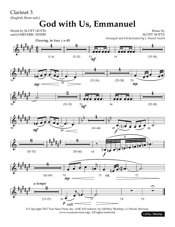 God With Us Emmanuel (Choral Anthem SATB) Clarinet (Lifeway Choral / Arr. J. Daniel Smith)