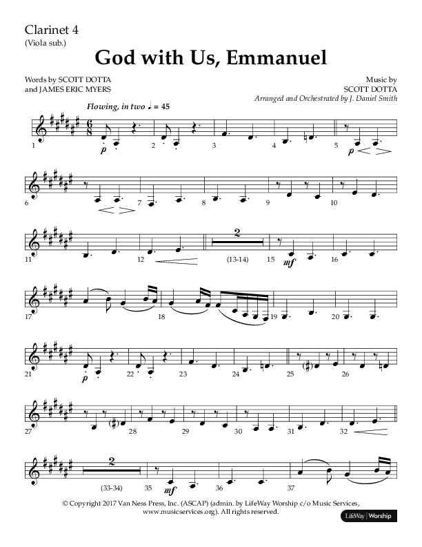 God With Us Emmanuel (Choral Anthem SATB) Clarinet (Lifeway Choral / Arr. J. Daniel Smith)
