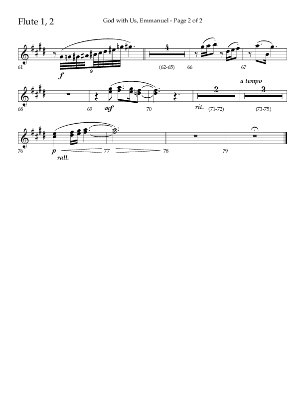 God With Us Emmanuel (Choral Anthem SATB) Flute 1/2 (Lifeway Choral / Arr. J. Daniel Smith)