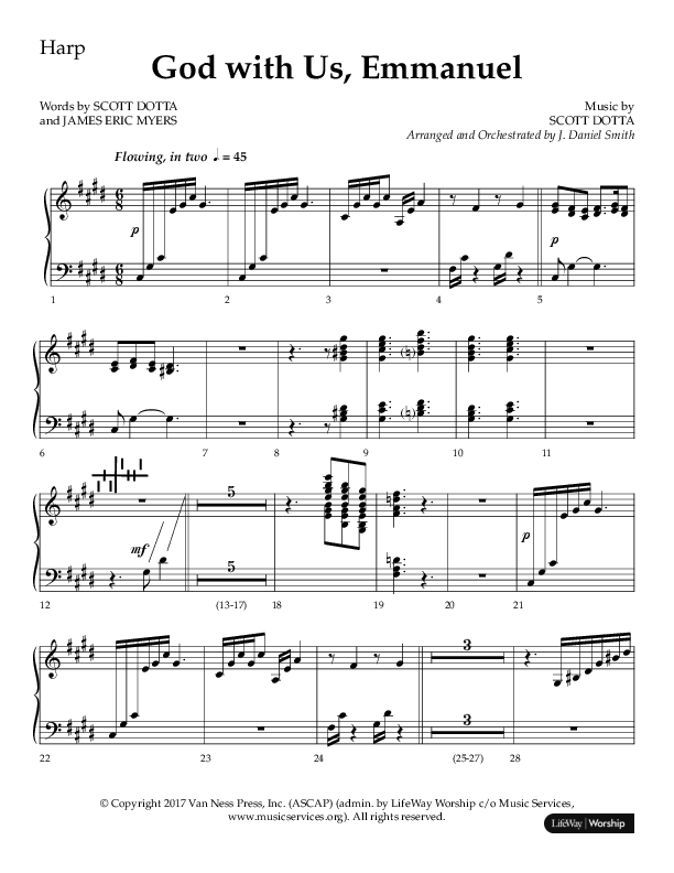 God With Us Emmanuel (Choral Anthem SATB) Harp (Lifeway Choral / Arr. J. Daniel Smith)