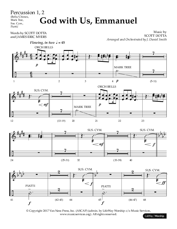 God With Us Emmanuel (Choral Anthem SATB) Percussion 1/2 (Lifeway Choral / Arr. J. Daniel Smith)