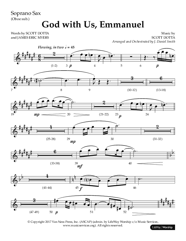 God With Us Emmanuel (Choral Anthem SATB) Soprano Sax (Lifeway Choral / Arr. J. Daniel Smith)