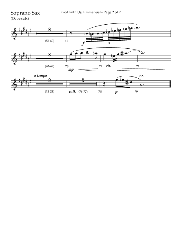 God With Us Emmanuel (Choral Anthem SATB) Soprano Sax (Lifeway Choral / Arr. J. Daniel Smith)