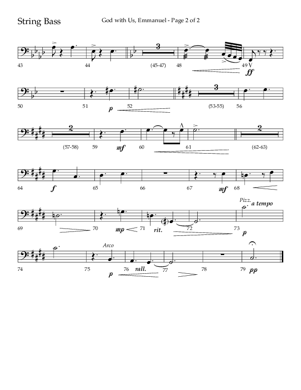 God With Us Emmanuel (Choral Anthem SATB) String Bass (Lifeway Choral / Arr. J. Daniel Smith)