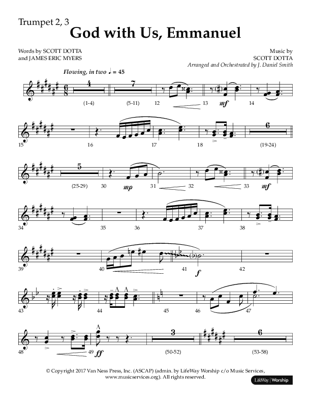 God With Us Emmanuel (Choral Anthem SATB) Trumpet 2/3 (Lifeway Choral / Arr. J. Daniel Smith)