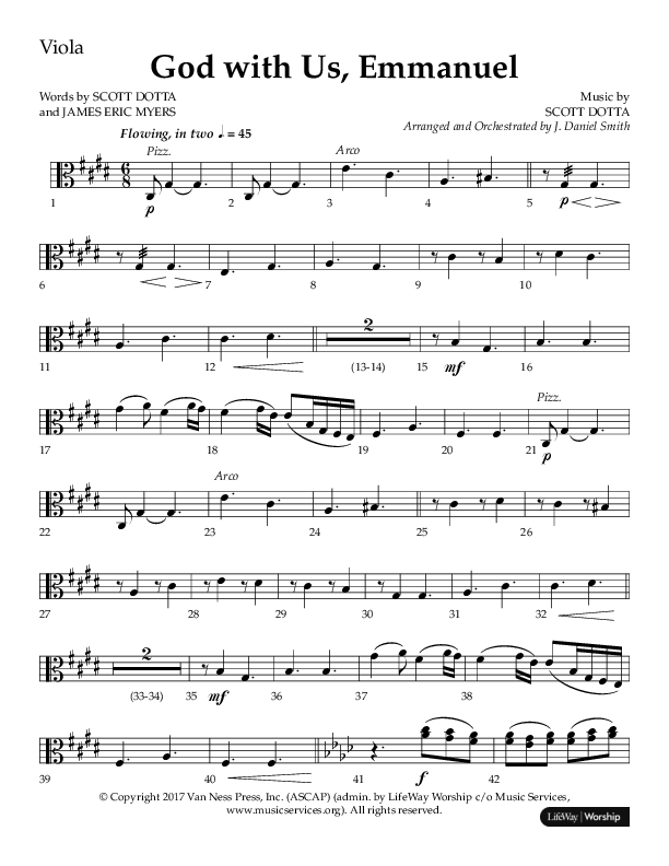 God With Us Emmanuel (Choral Anthem SATB) Viola (Lifeway Choral / Arr. J. Daniel Smith)