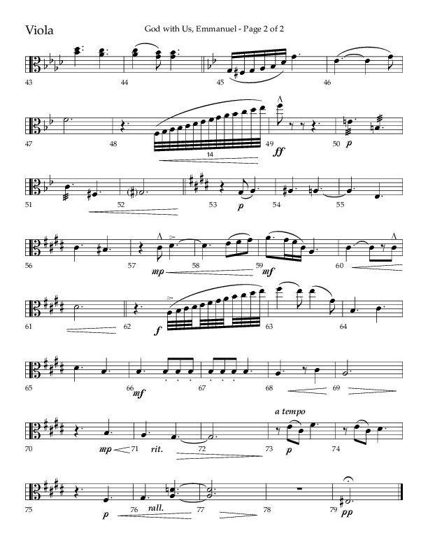 God With Us Emmanuel (Choral Anthem SATB) Viola (Lifeway Choral / Arr. J. Daniel Smith)