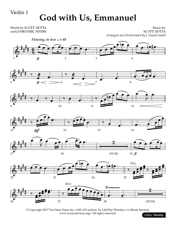 God With Us Emmanuel (Choral Anthem SATB) Violin 1 (Lifeway Choral / Arr. J. Daniel Smith)