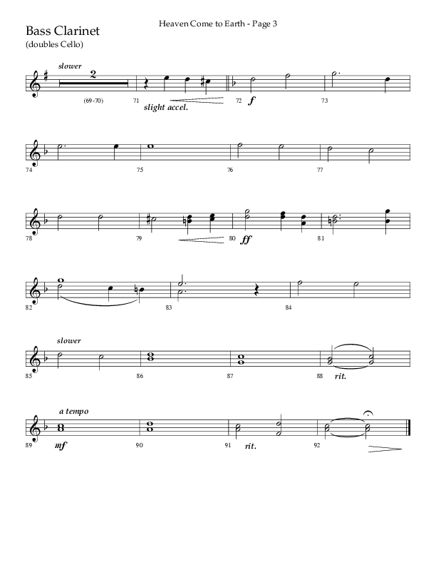 Heaven Come To Earth (Choral Anthem SATB) Bass Clarinet (Lifeway Choral / Arr. Dick Tunney)