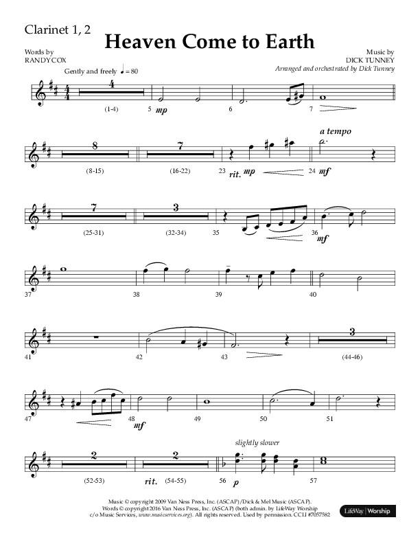 Heaven Come To Earth (Choral Anthem SATB) Clarinet 1/2 (Lifeway Choral / Arr. Dick Tunney)