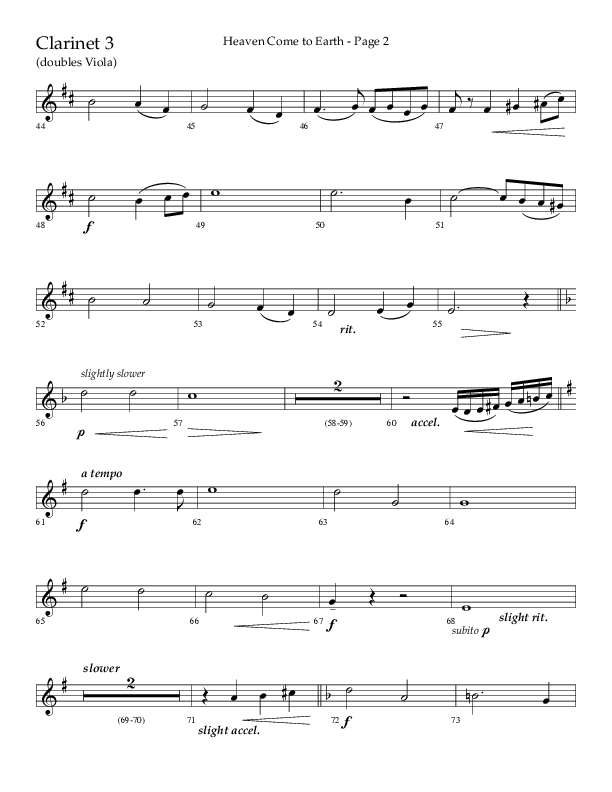 Heaven Come To Earth (Choral Anthem SATB) Clarinet 3 (Lifeway Choral / Arr. Dick Tunney)