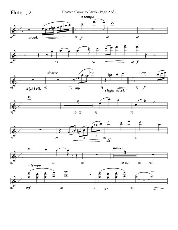 Heaven Come To Earth (Choral Anthem SATB) Flute 1/2 (Lifeway Choral / Arr. Dick Tunney)