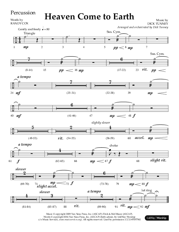 Heaven Come To Earth (Choral Anthem SATB) Percussion (Lifeway Choral / Arr. Dick Tunney)
