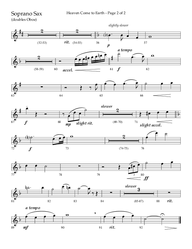 Heaven Come To Earth (Choral Anthem SATB) Soprano Sax (Lifeway Choral / Arr. Dick Tunney)