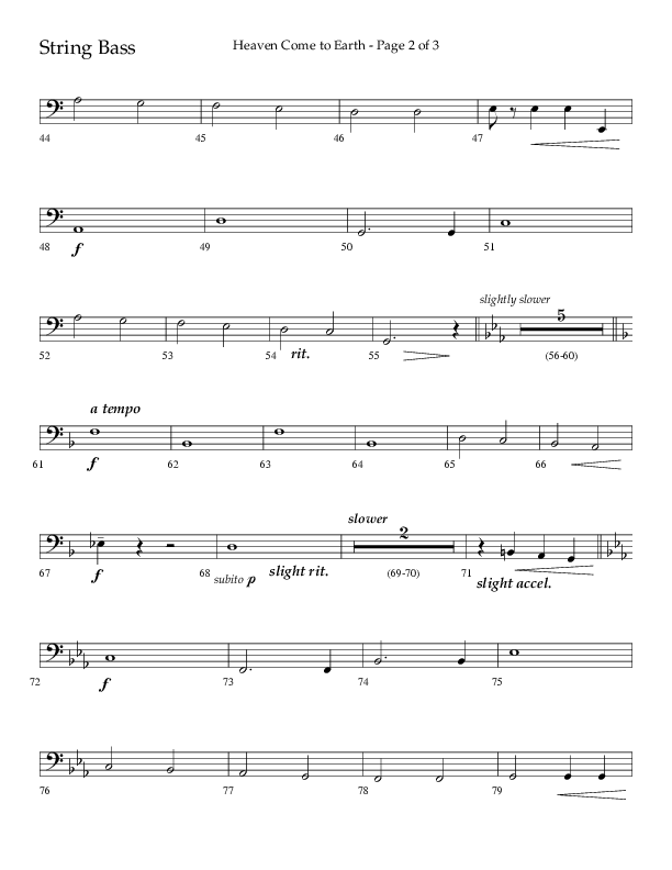 Heaven Come To Earth (Choral Anthem SATB) String Bass (Lifeway Choral / Arr. Dick Tunney)