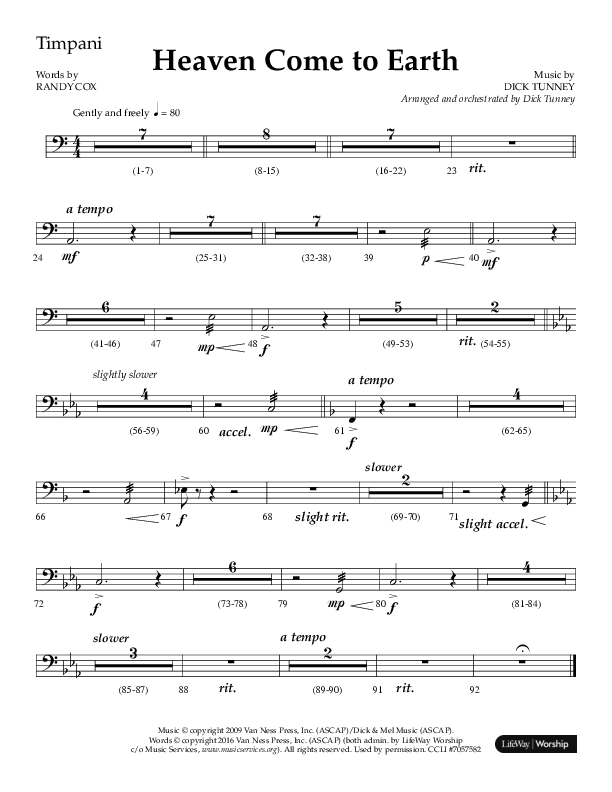 Heaven Come To Earth (Choral Anthem SATB) Timpani (Lifeway Choral / Arr. Dick Tunney)