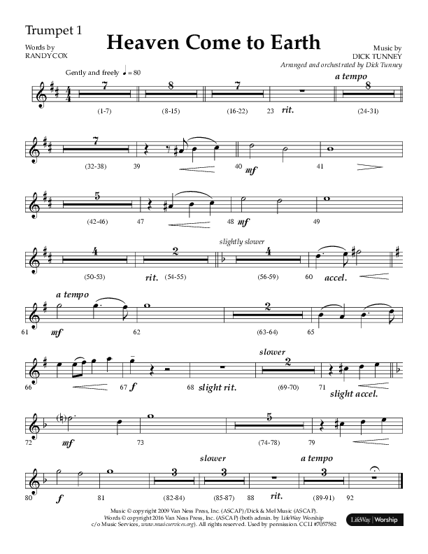 Heaven Come To Earth (Choral Anthem SATB) Trumpet 1 (Lifeway Choral / Arr. Dick Tunney)