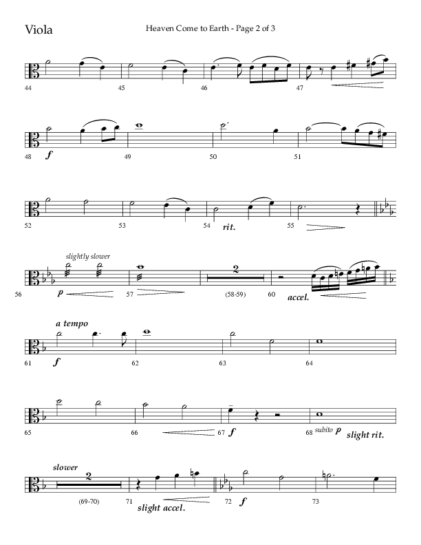 Heaven Come To Earth (Choral Anthem SATB) Viola (Lifeway Choral / Arr. Dick Tunney)