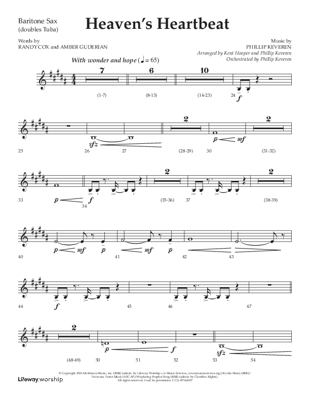 Heaven's Heartbeat (Choral Anthem SATB) Bari Sax (Lifeway Choral / Arr. Kent Hooper / Arr. Phillip Keveren)
