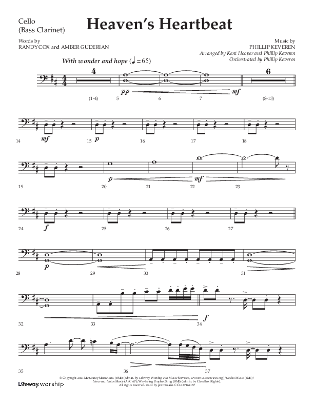Heaven's Heartbeat (Choral Anthem SATB) Cello (Lifeway Choral / Arr. Kent Hooper / Arr. Phillip Keveren)