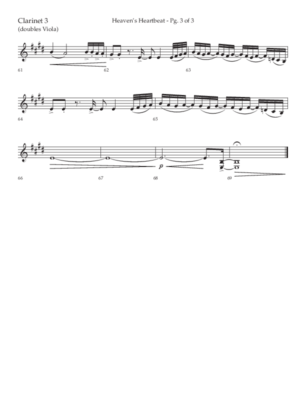 Heaven's Heartbeat (Choral Anthem SATB) Clarinet 3 (Lifeway Choral / Arr. Kent Hooper / Arr. Phillip Keveren)
