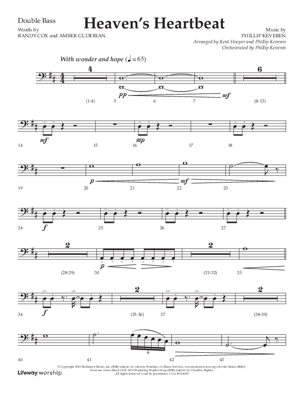 Heaven's Heartbeat (Choral Anthem SATB) Double Bass (Lifeway Choral / Arr. Kent Hooper / Arr. Phillip Keveren)