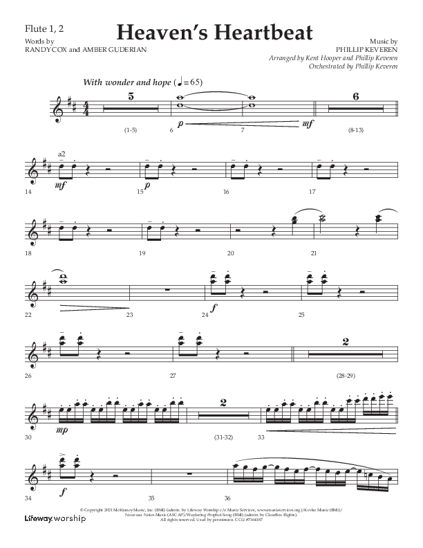 Heaven's Heartbeat (Choral Anthem SATB) Flute 1/2 (Lifeway Choral / Arr. Kent Hooper / Arr. Phillip Keveren)