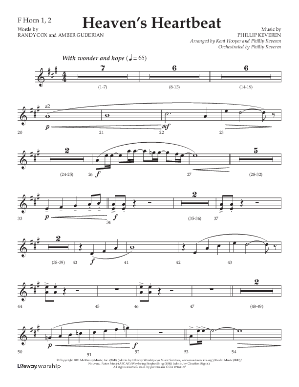 Heaven's Heartbeat (Choral Anthem SATB) French Horn 1/2 (Lifeway Choral / Arr. Kent Hooper / Arr. Phillip Keveren)